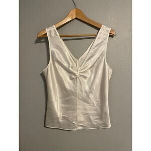 Vintage Enchanting Womens Top Large White Satin Sleeveless Babydoll Fairy Y2K